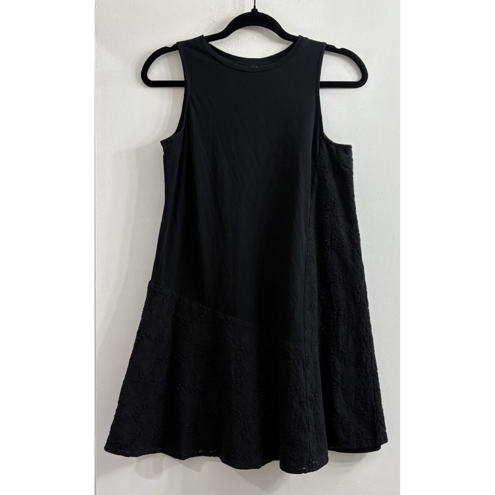 Thakoon Womens Black Small Thakoon BlackEyelet Tunic Long Sleeveless Embroidered